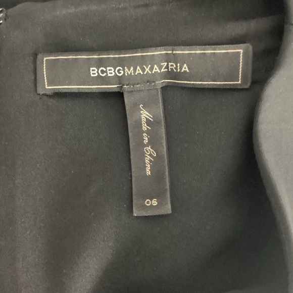 BCBGMAXAZRIA Dalia Asymmetric Draped Mini Dress Black Blue Print Size 6 - Picture 6 of 7